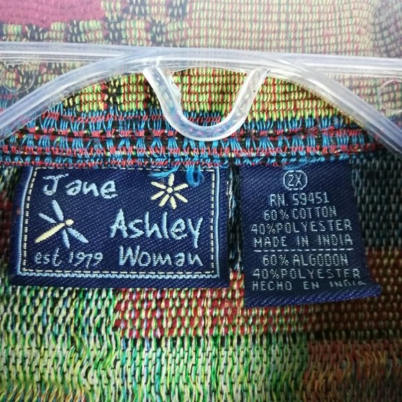 Jane Ashley Womens Jacket Blazer Woven Multicolor Fall Leaves Button Down 2X - Picture 8 of 12